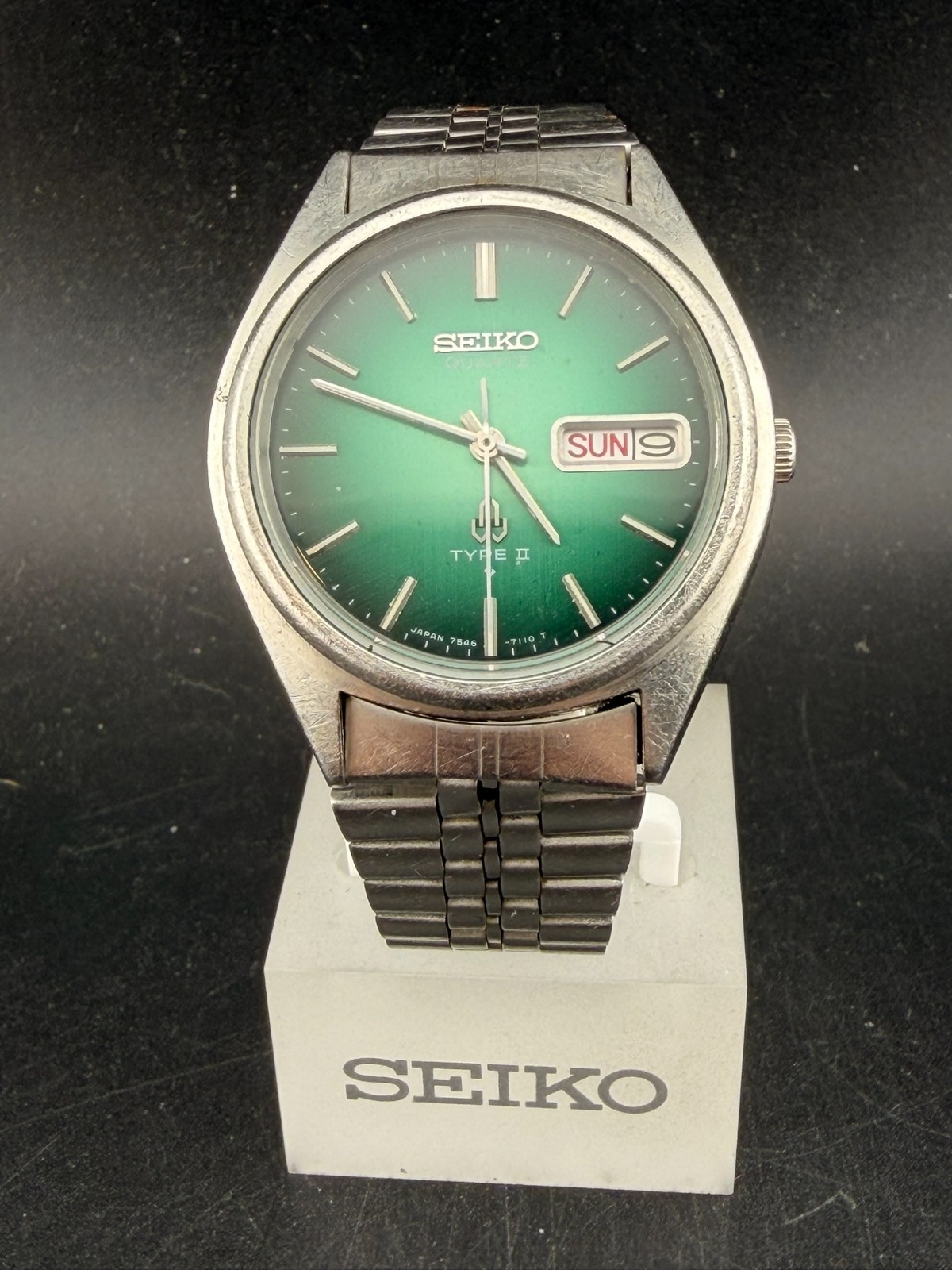 1978 Seiko Type II Men’s Green Fume Dial Day Date Eng/Kanji 35mm 7546-7100