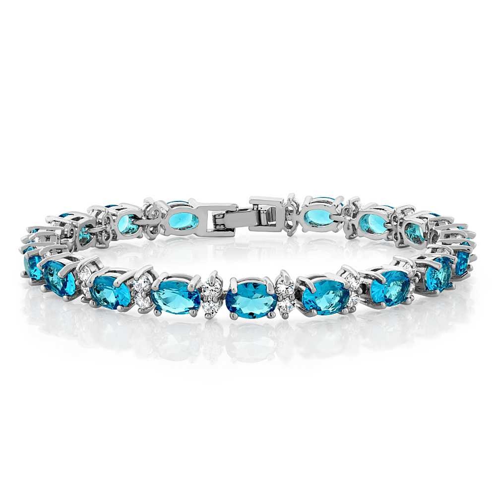 Gorgeous 20.00 Ct Oval 7 Inch Set Of 3 Sparkling Cubic Zirconia Tennis Bracelets