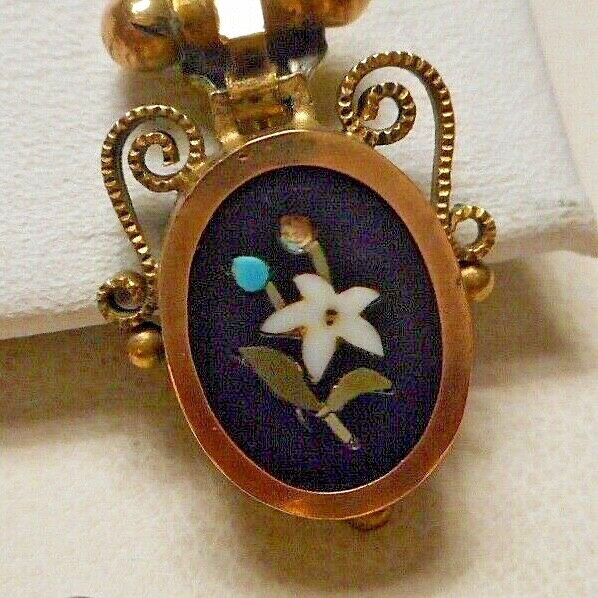 Antique Victorian Gold-Filled Italian Floral Micro Mosaic Brooch & Earrings Set