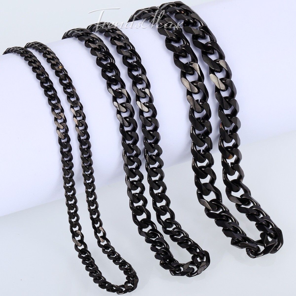3/5/7mm Black Stainless Steel Cuban Curb BRACELET Men Women Chain 7-10inch