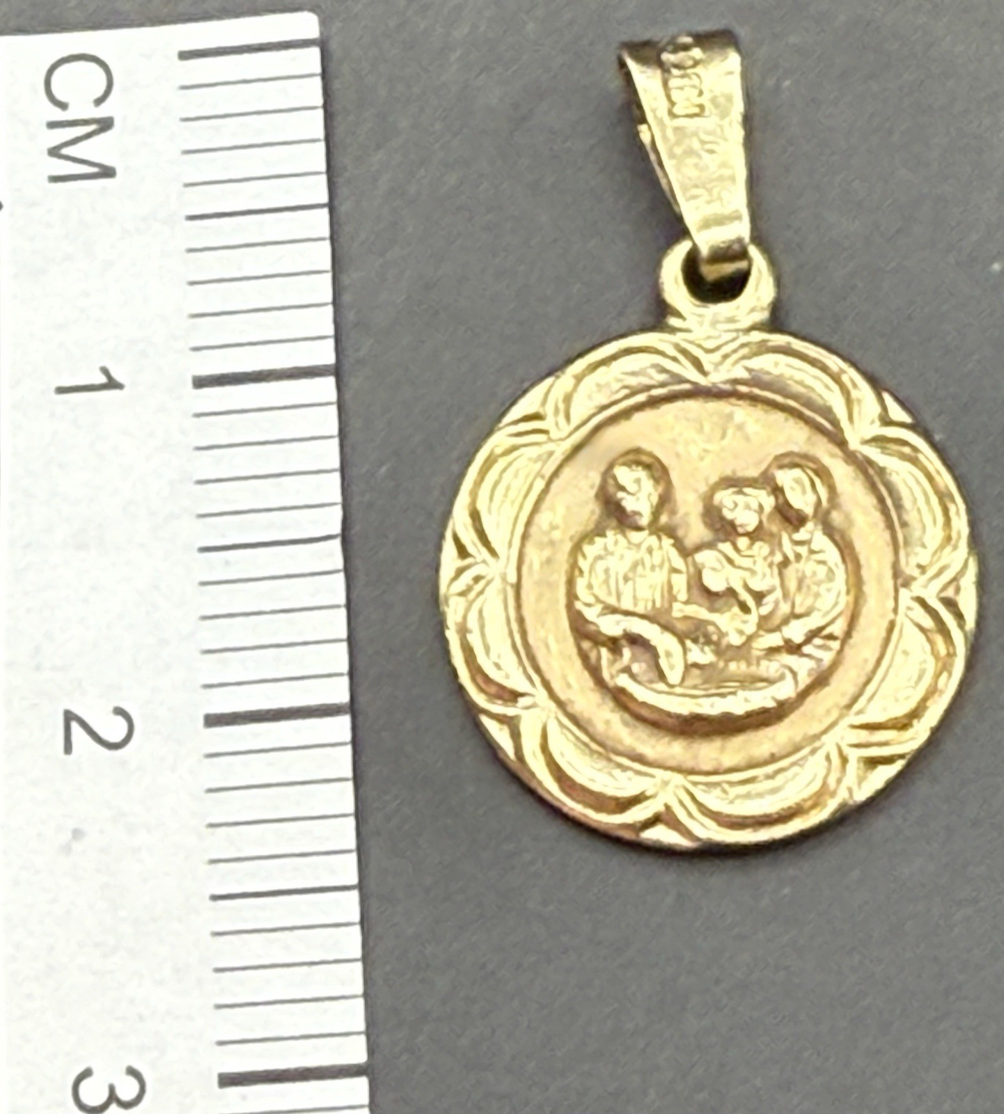1Ok Solid Yellow Gold Conformation Baptism Christian Pendant/Charm/Coin 1.9g