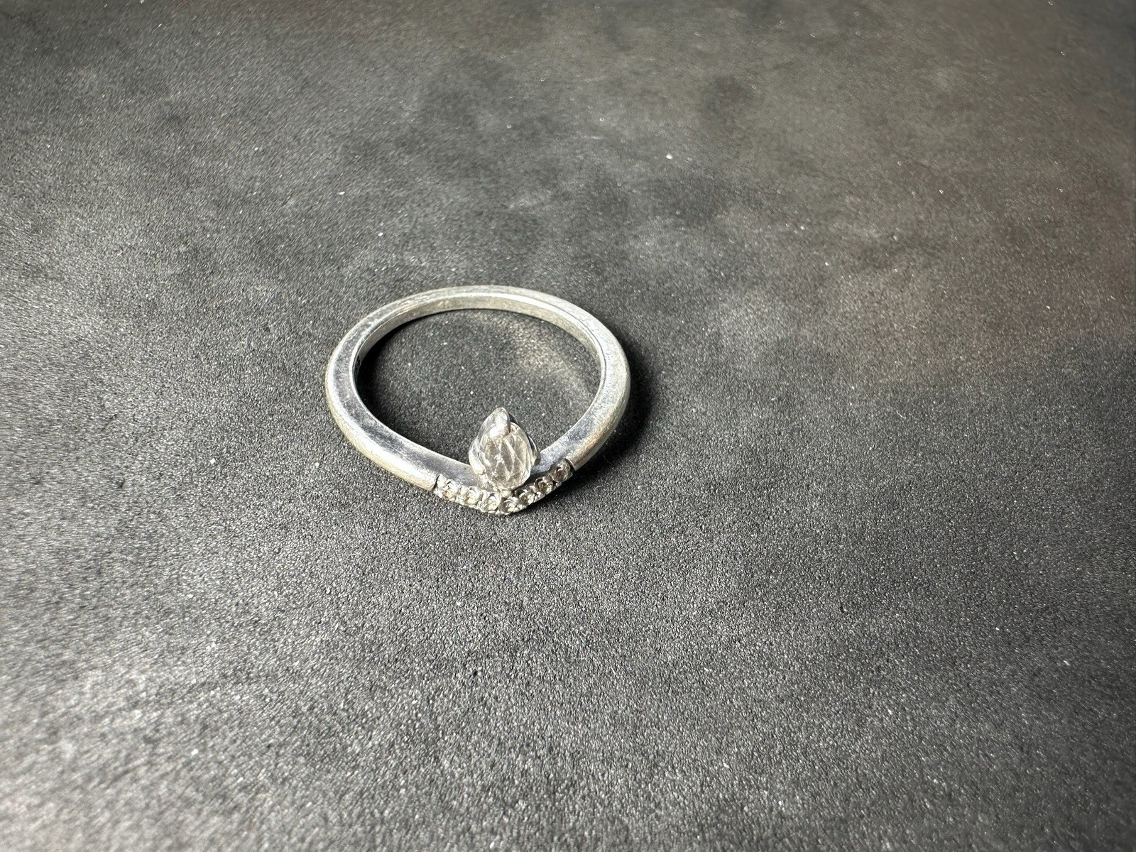 1.63g Vintage Sterling Silver 925 Ring Marquise Clear Stone Accent M Size 5