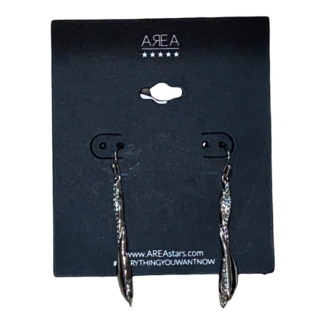 Area Stars Silver Tone Clear Crystal Twist Wire Drop Earrings New
