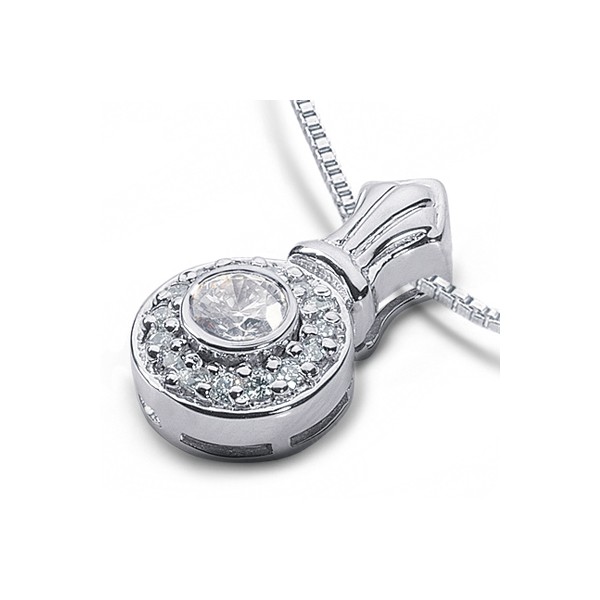 0.52CT Total F SI1 Round Cut Natural Certified Diamonds Platinum Halo Pendant