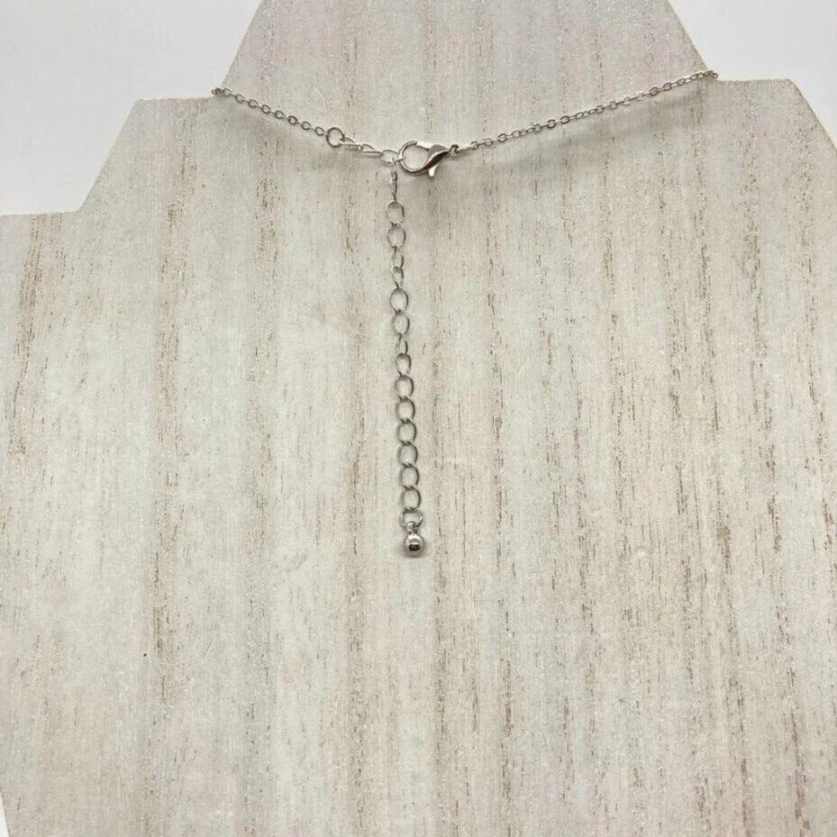Hudson Moon Silver Tone Clear Stone Station Necklace Long Chain Fashion Jewelry