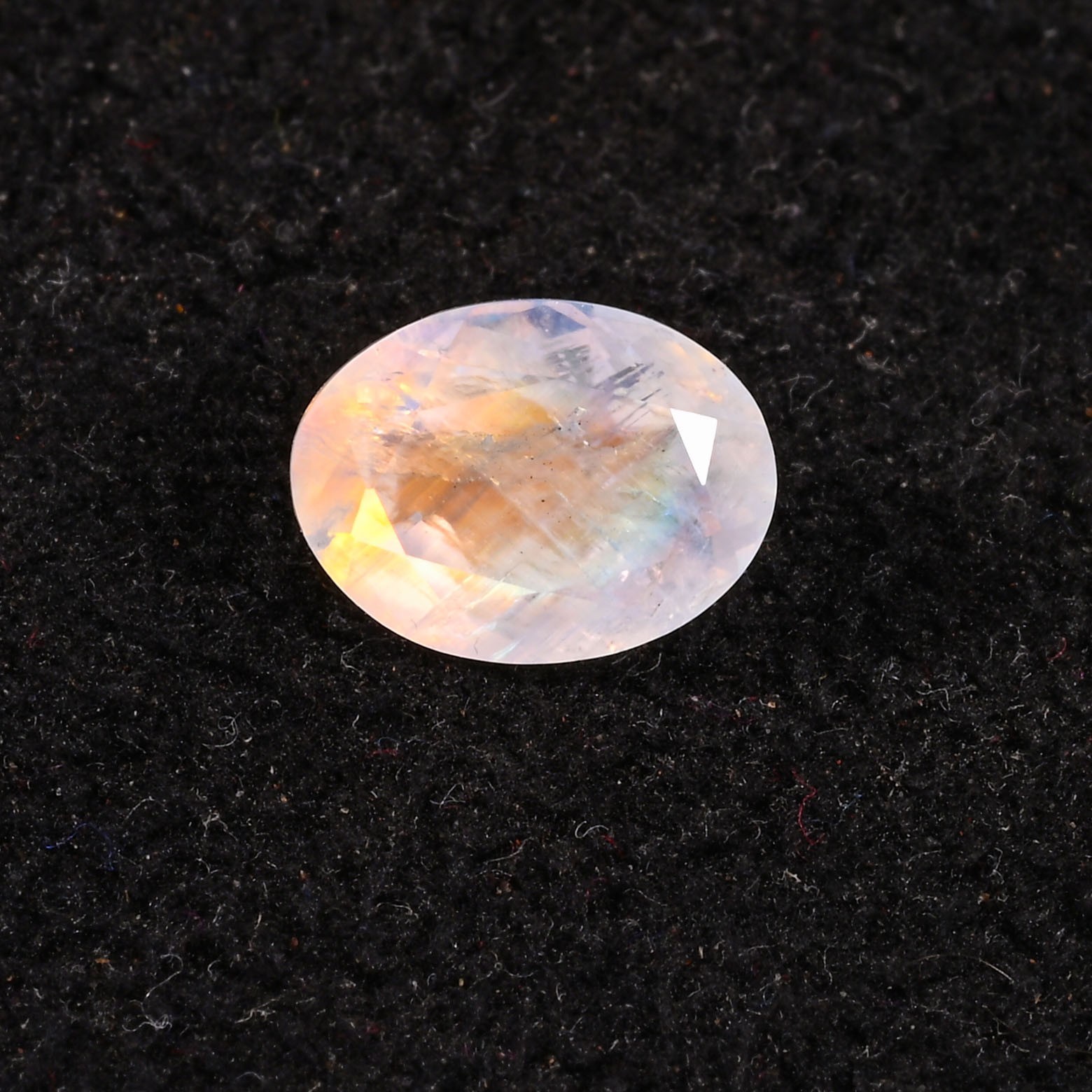 2.51 Ct. Natural Rainbow Moonstone Faceted Oval Loose Gemstone, (10x7x6 MM)