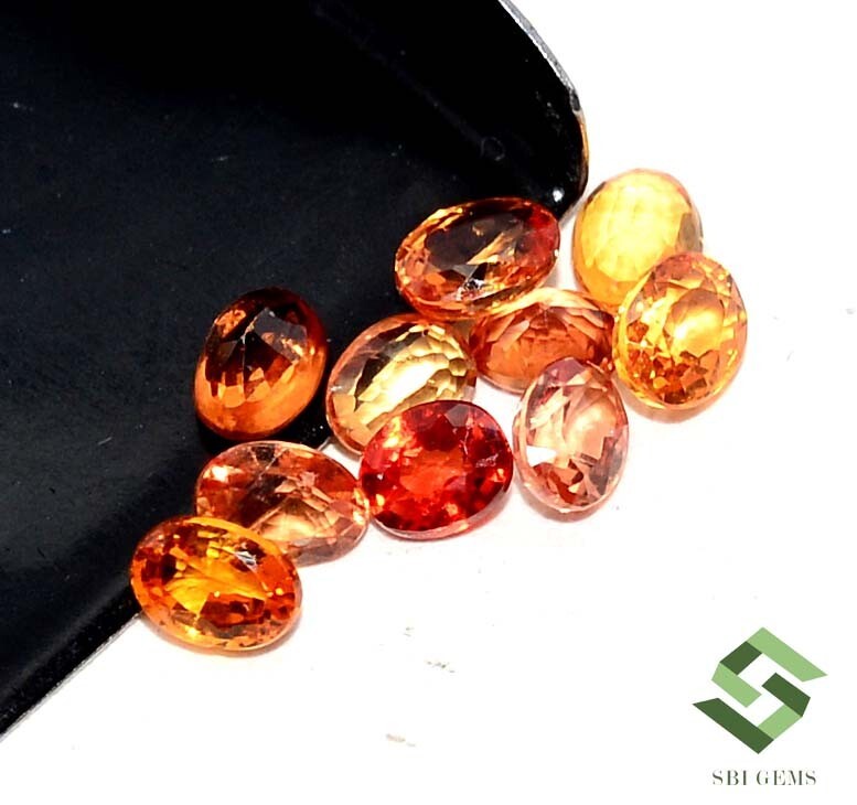 2.50 CTS Natural Orange Sapphire Oval Cut 4×3 mm Lot 10 Pcs Faceted Loose Gems