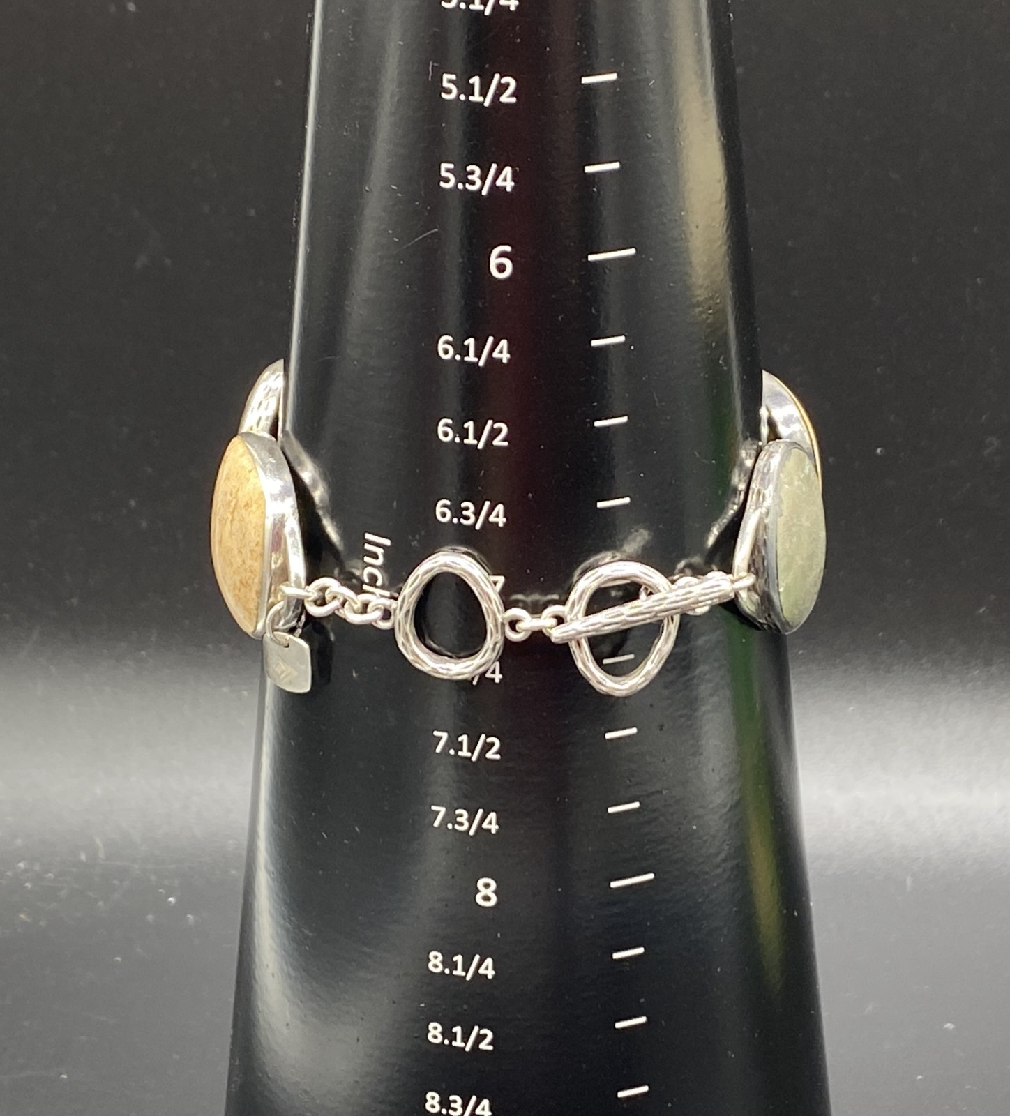 SILPADA-Sterling Pyrite Turquoise Bronzite Jasper Toggle Bracelet B1934 **READ**