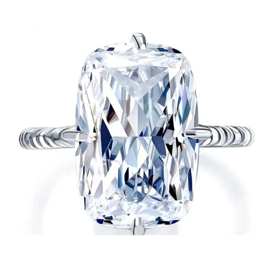 Valentine Gifts Ring Silver Plated Luxury Solitaire Ring 6 CT Simulated Diamond