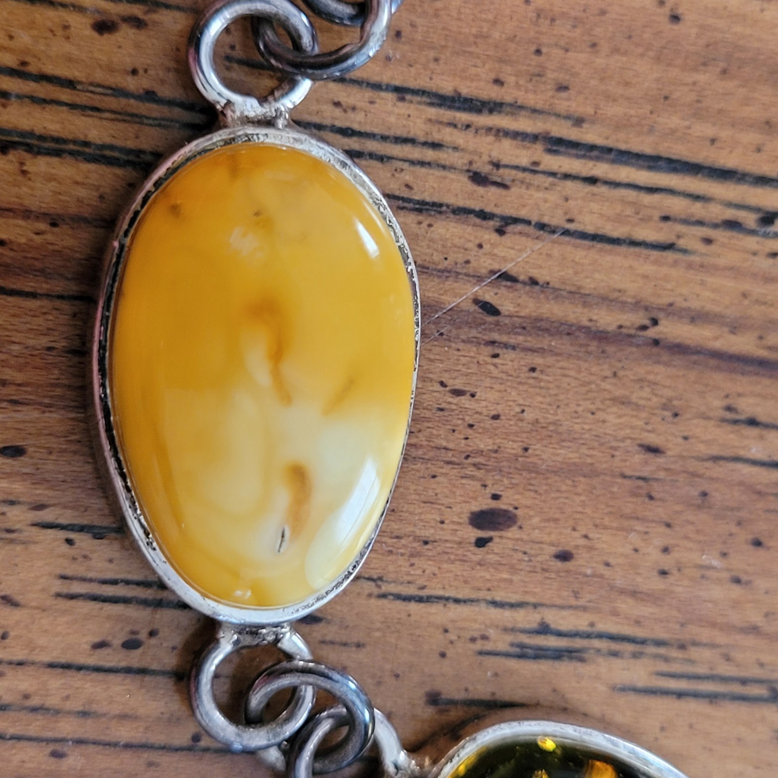 Three color Amber Baltic Amber, green, egg yolk 925 Bracelet