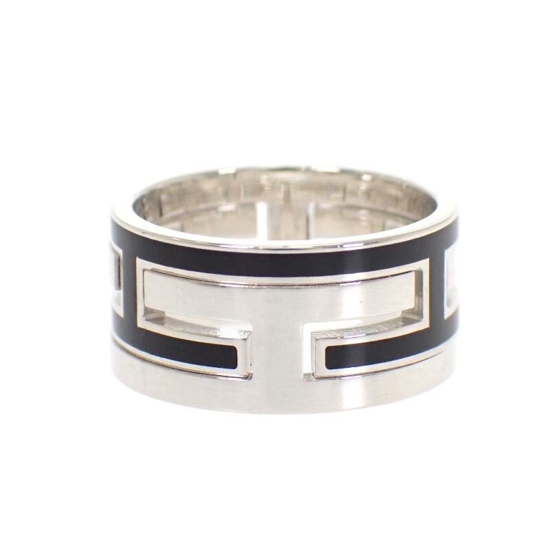 Hermes Move Ash Ring US6-6.25 Silver 925 Black #53 441604
