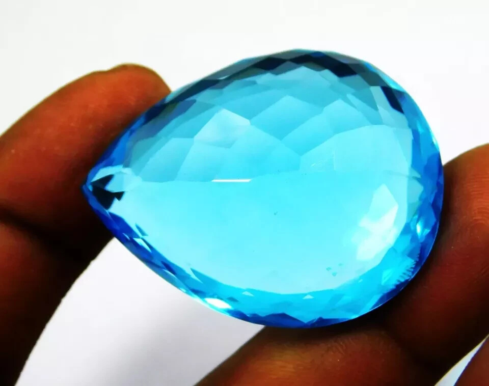 Pear Cut Topaz Sky Blue Aquamarine Certified 105-107 Ct Natural Loose Gemstone