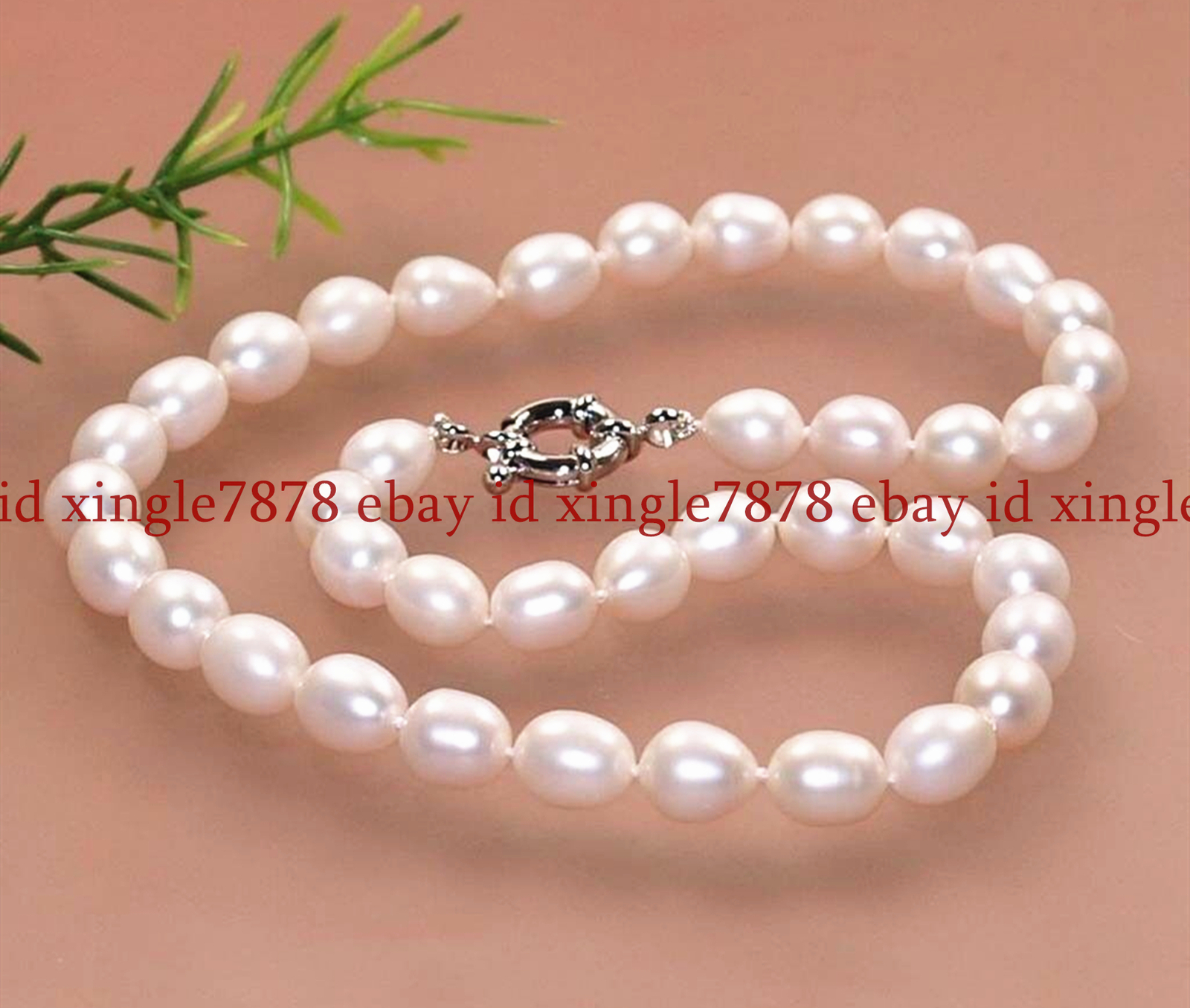 Natural 7-8/8-9/9-10mm White Frehwater Cultured Rice Pearl Necklace 14-48 Inches