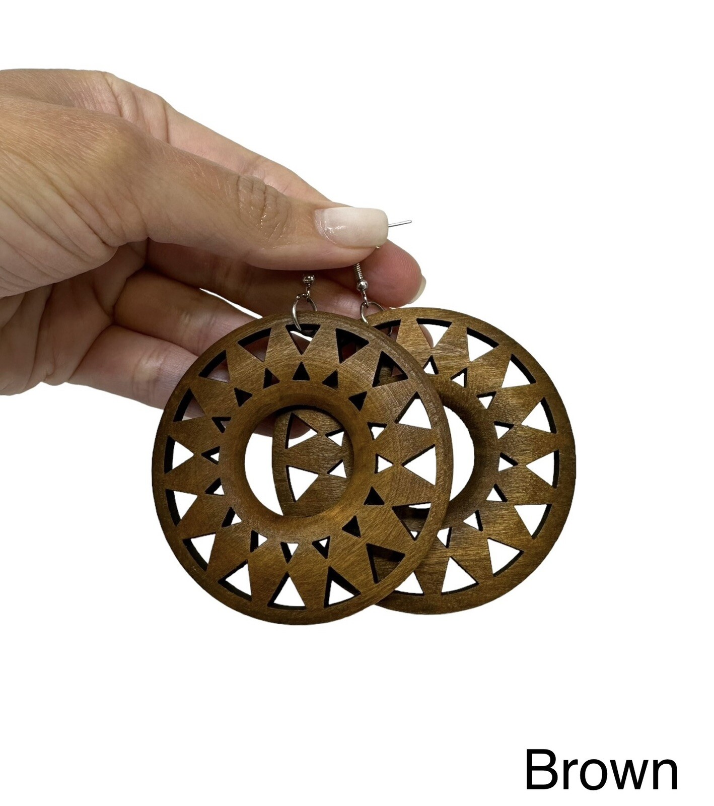 Handcrafted Wooden Earrings with Carved Design – Lightweight Wood Earrings