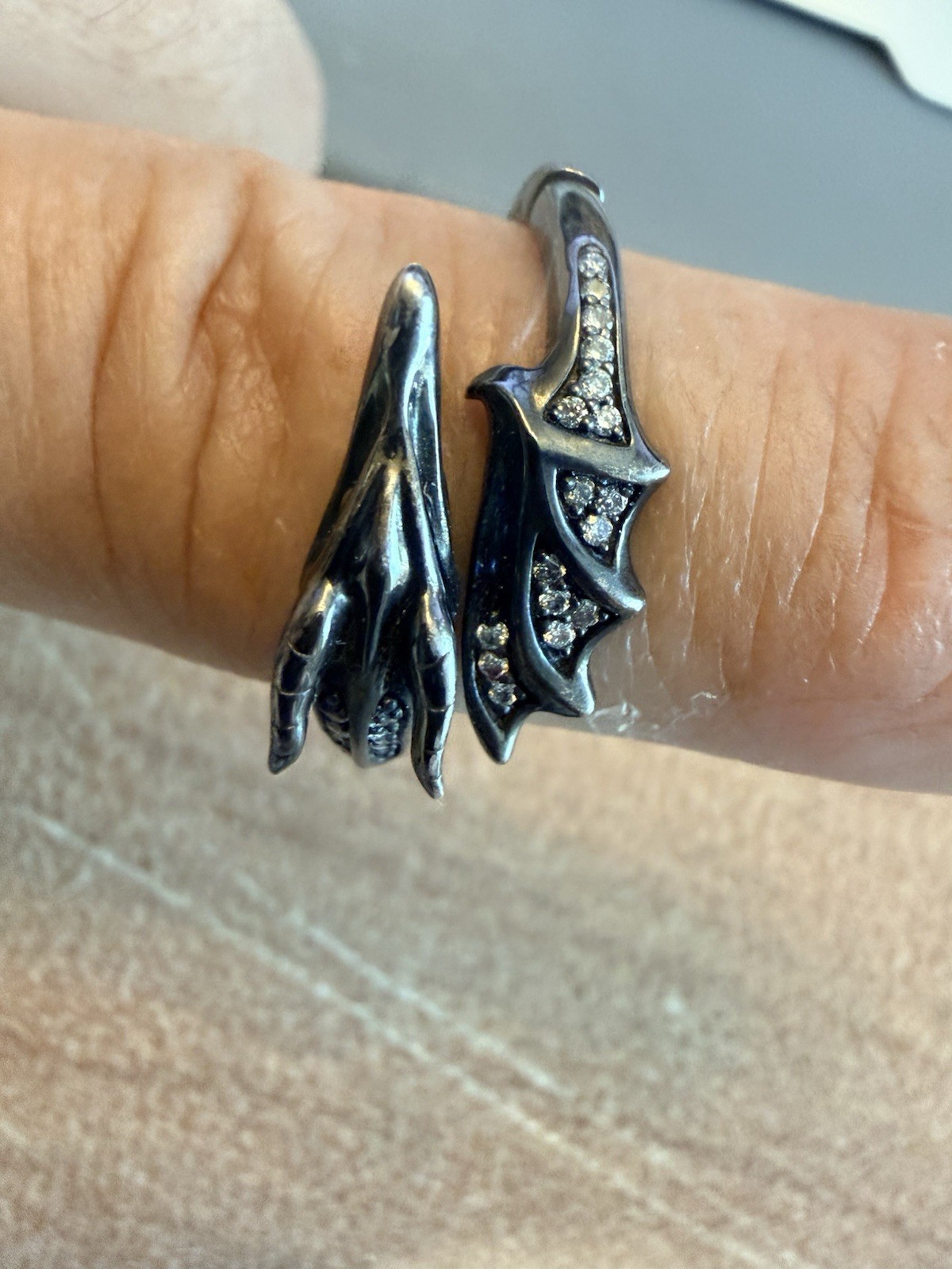 Zales Exclusive Disney Dragon Ring with 1/8 CT. T.W Diamonds In Sterling Silver