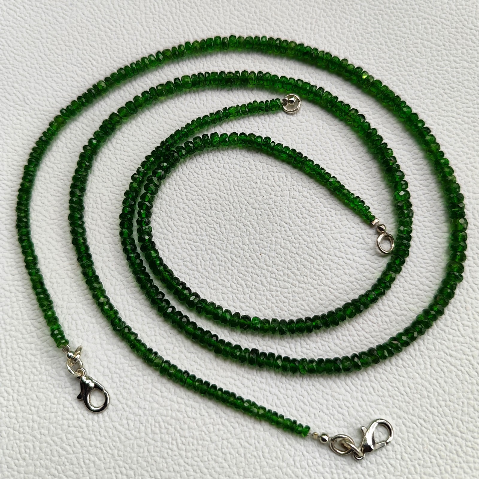 Chrome Diopside Faceted Rondelle Beads 16.5″ Necklace 3.5-4.5mm Gemstones