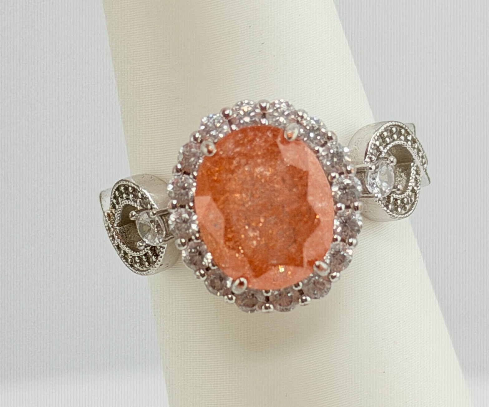 Bomb Party Sz 10 “The 2424 Unicorn” Peach Ice Crystal on Rhodium RBP2424 RETRO