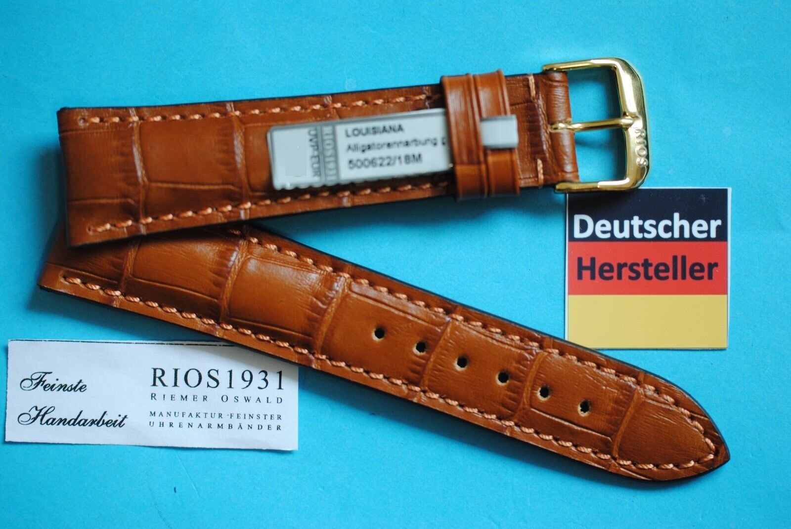 Uhrenarmband Louisiana Kroko Calf Uhrband mittelbraun 22,20,19,18,17,16mm / 94