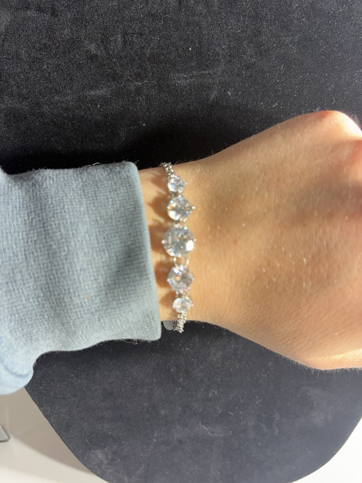 Charming Charlie Silver Tone Graduated Clear Crystal Bracelet Adjustable