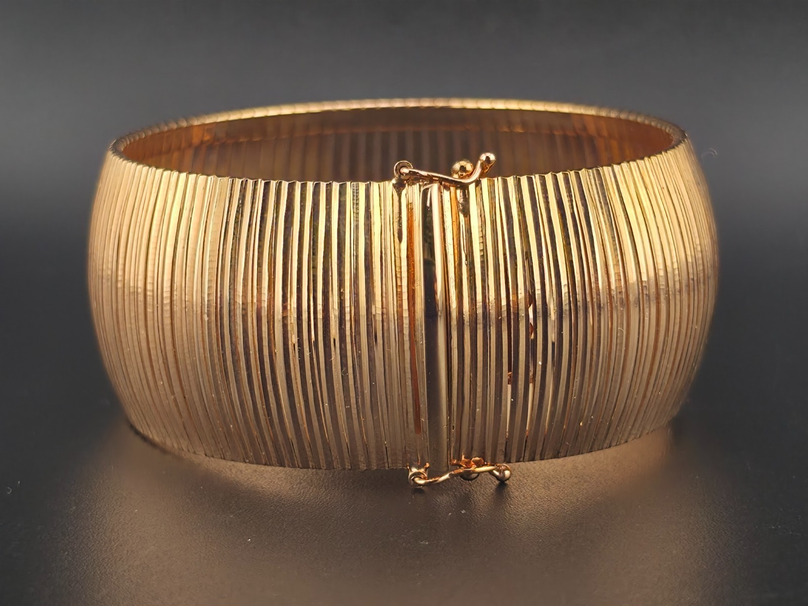 Milor Italy Rose Gold over Bronze 3cm Wide Textured Snake Chain 7″ Bracelet