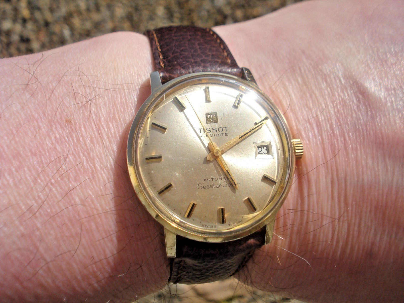HEAVY 9ct SOLID GOLD VINTAGE FINE GENT’S TISSOT SEASTAR SEVEN AUTOMATIC WATCH