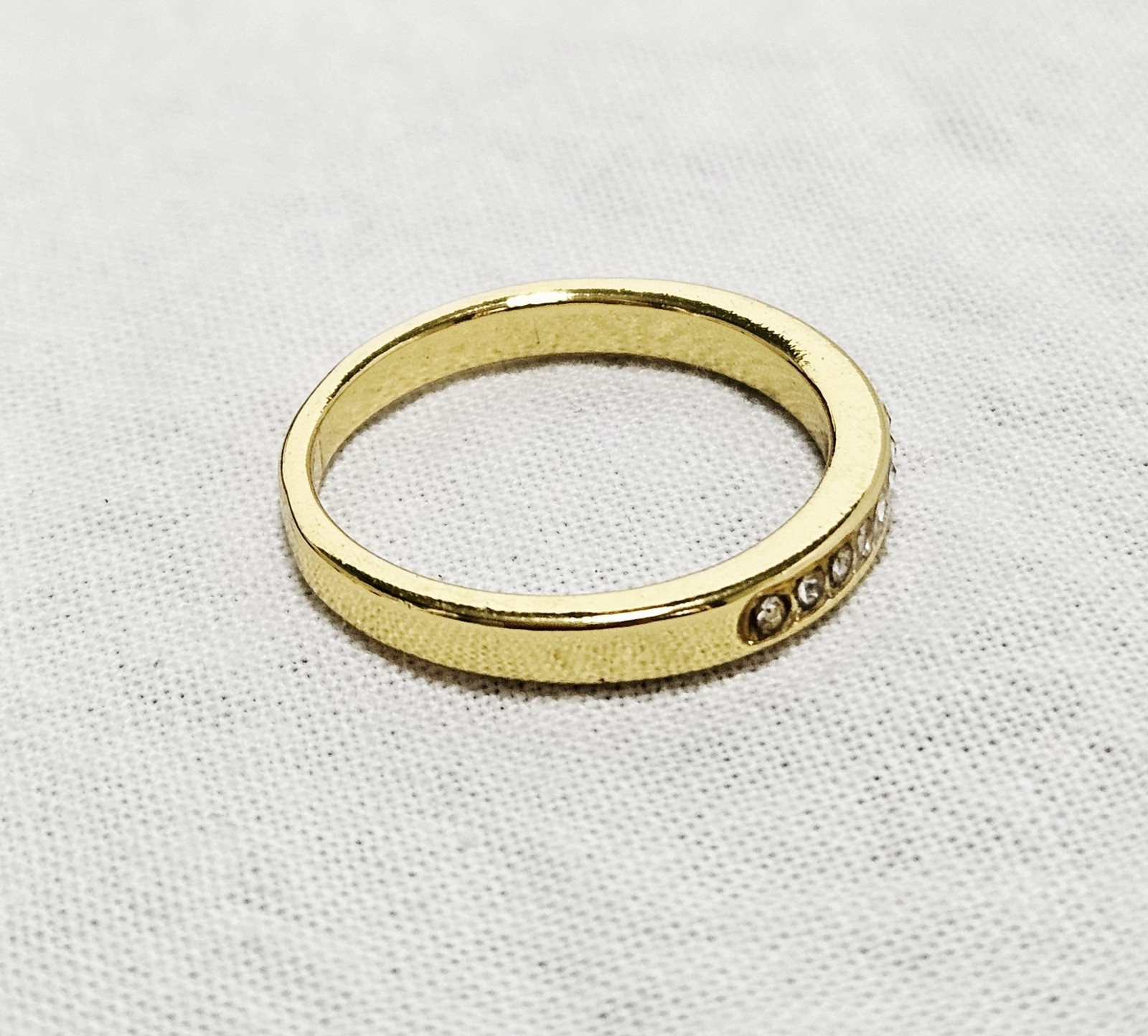 Gold Tone 2 Pc Ring Set Clear Crystal Wide Band Ring Band Ring Size 10 J15-3630