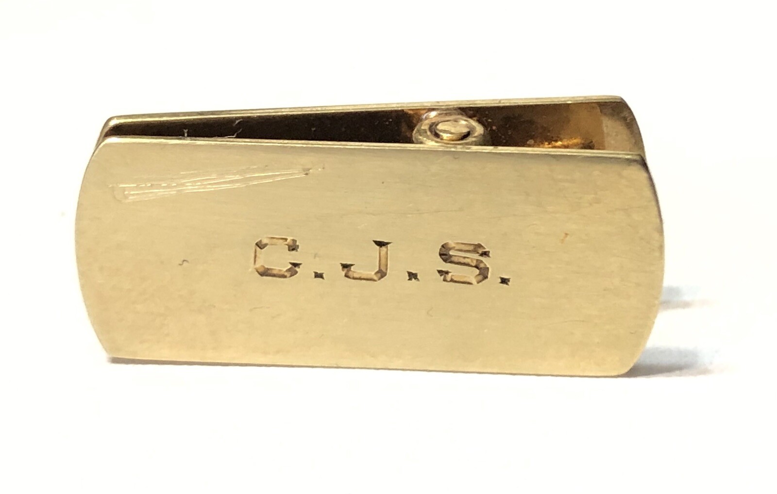 14k Yellow Gold Tie Or Scarf Clip Initial Monogram CJS Or GJS 7.71g