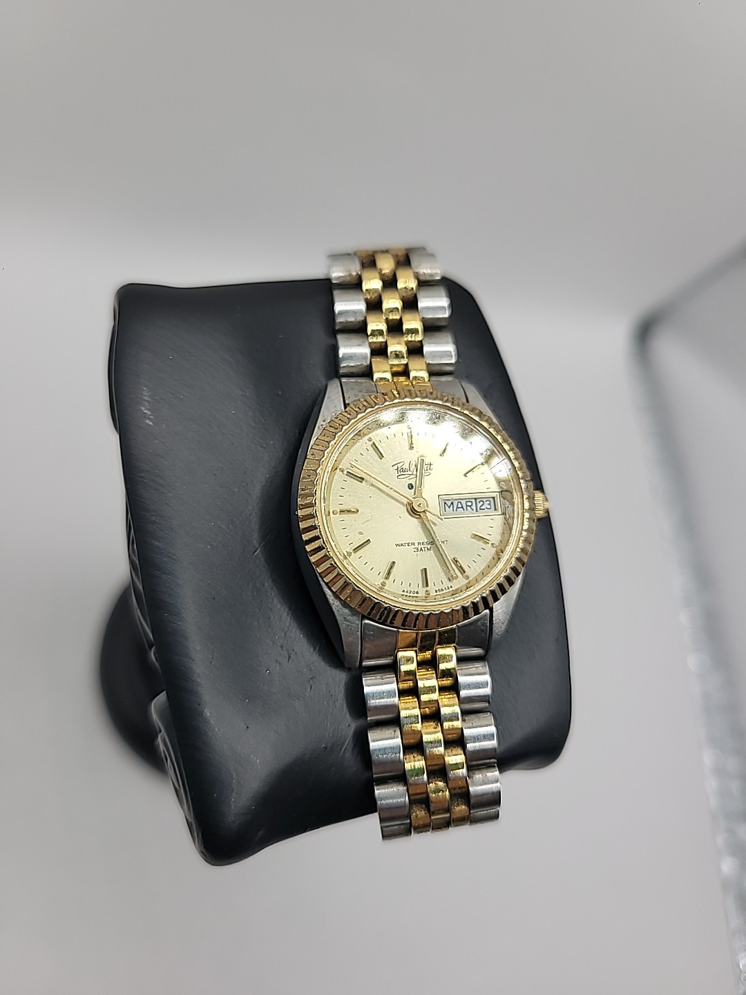 Vintage Paul Maret Swiss Automatic Day Date Two Tone 7 Jewels