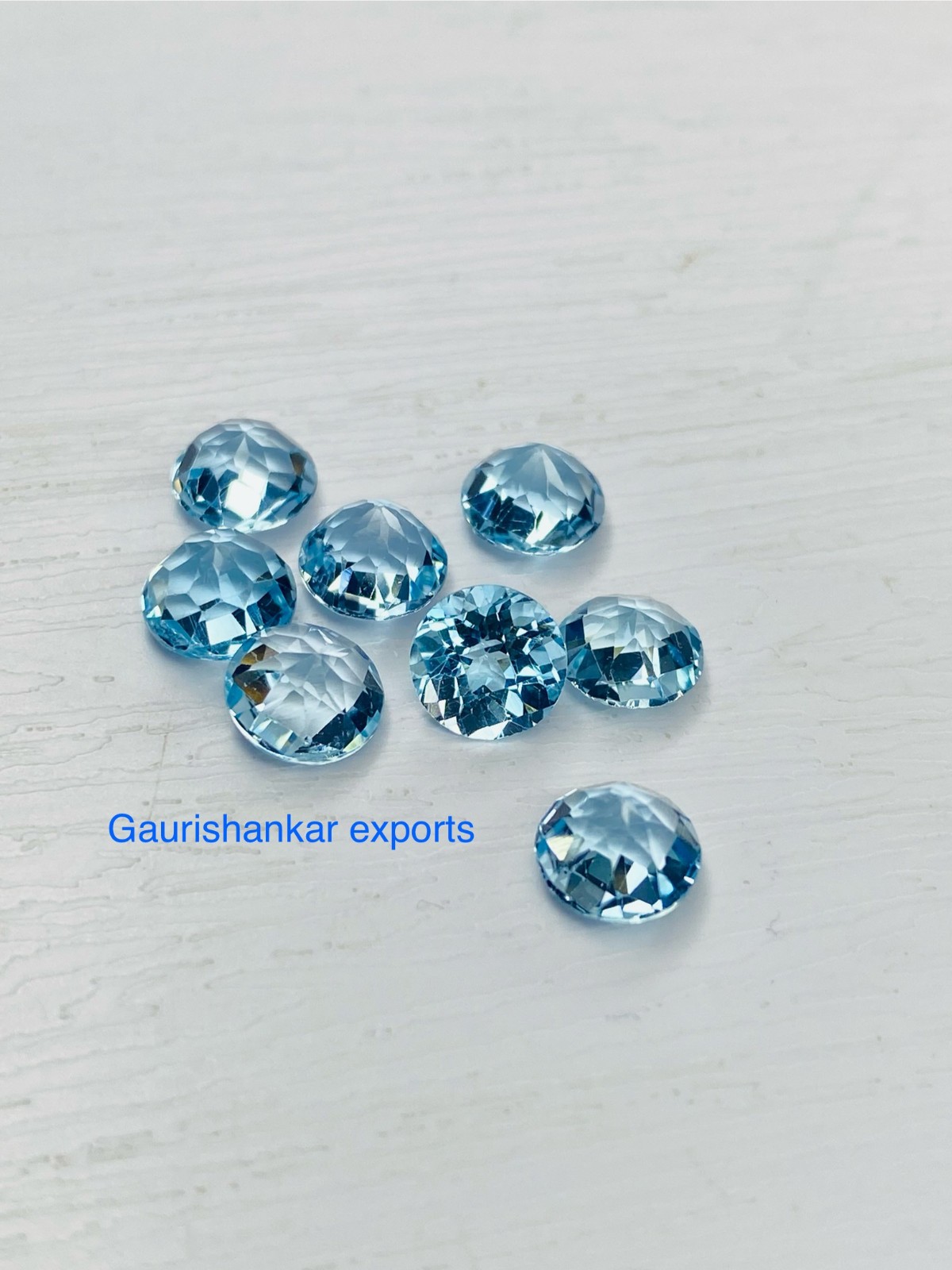 Blue Topaz Faceted Round Checkerboard Cut Loose Gemstone 6×6 MM TO 11×11 MM DG