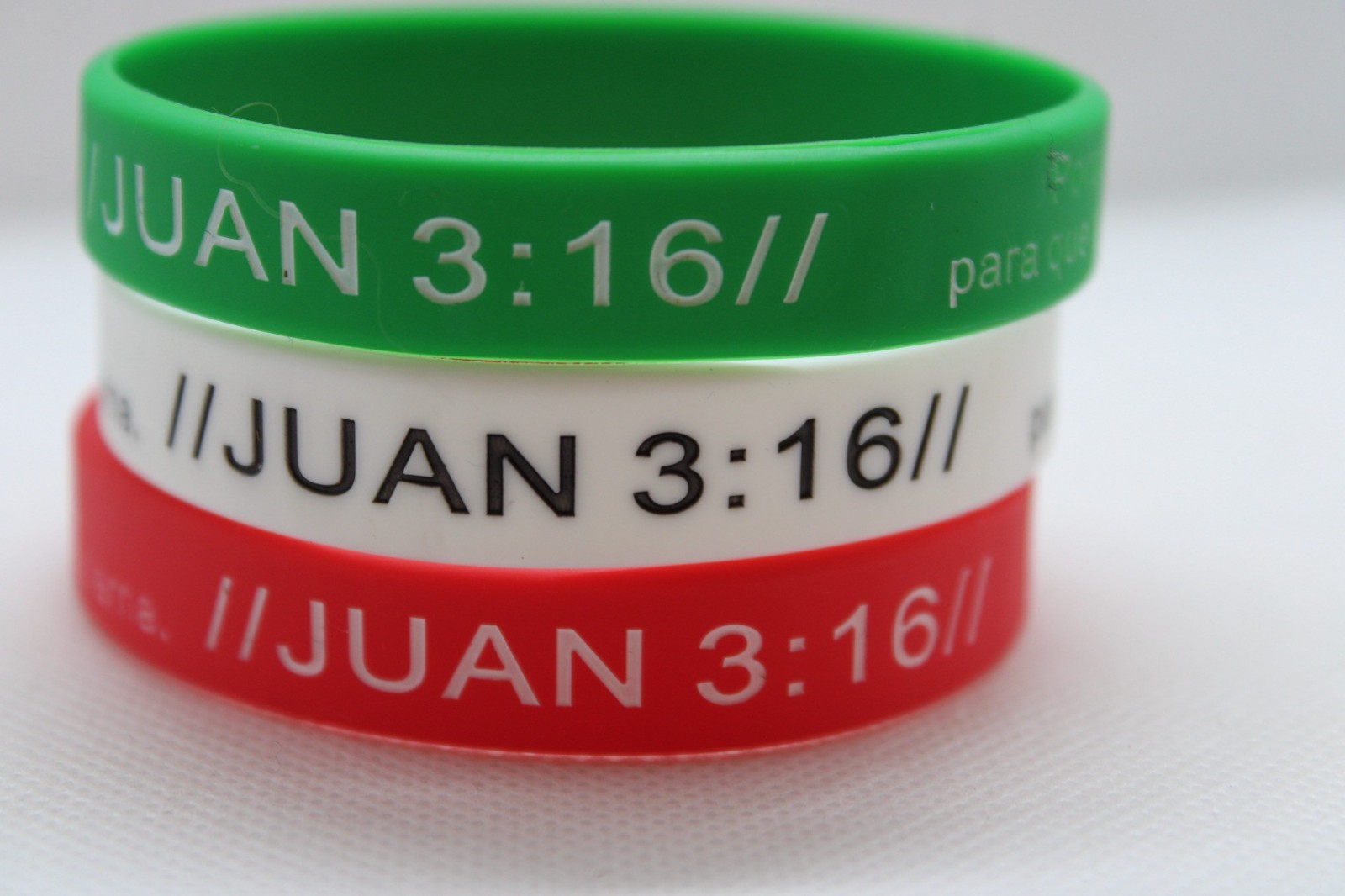 Christian Religious Rubber Wristbands Mexican Flag Tricolor Bracelet Juan 3:16