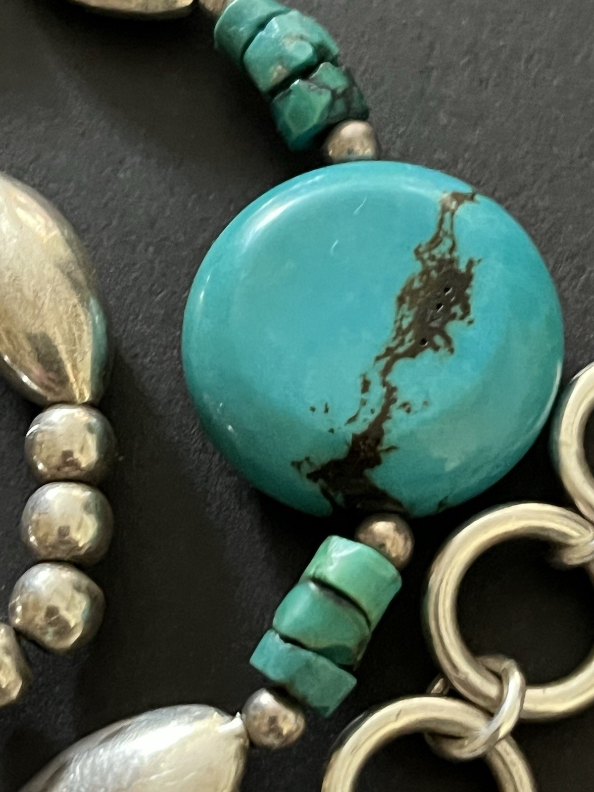 Sterling Silver Turquoise Necklace Gemstone Statement Boho Ethnic Artisan 925