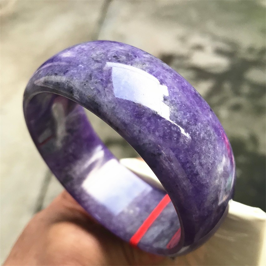 69MM Ancient Natural Lavender Jadeite Jade Bracelet Burma Jadeite Big Bangle