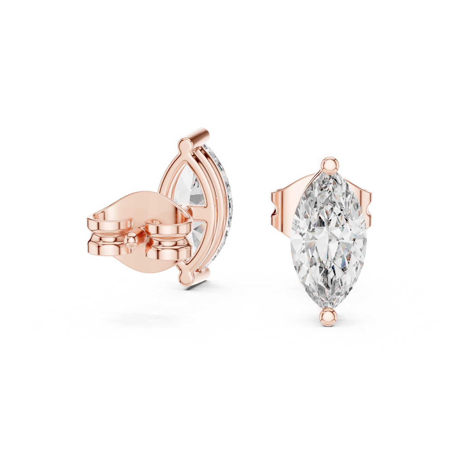 Certified Natural Diamond Designer Style Prong Studs Earrings 14K Gold Over