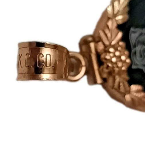 Black Hills Gold 10k Coleman Rose Onyx Bezel Pendant