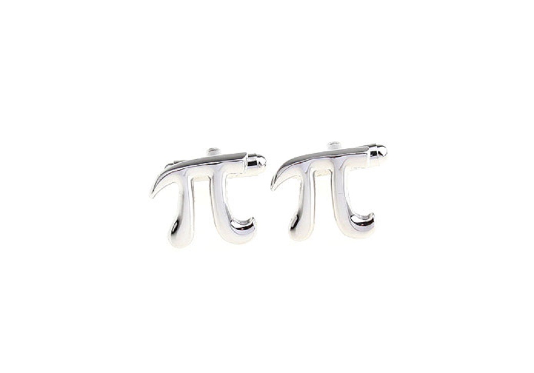 Pi Pair Cufflinks Silver 3.1415 Math Wedding Fancy Gift Box & Polishing Cloth