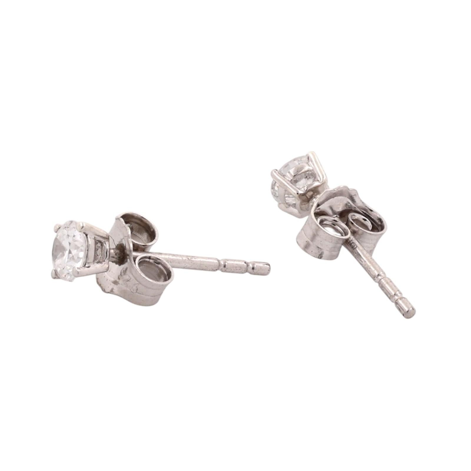 0.30CTW Round Lab Grown Diamond Stud Earrings Sterling Silver 4-Prong Basket Set