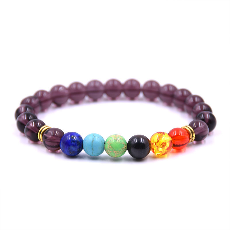 7 Chakras Lava Stone Bead Bracelet Elastic Natural Stone Yoga Essential Oil Diff