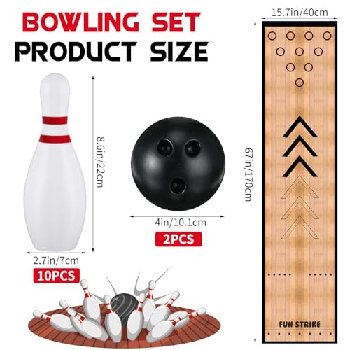 Mini Bowling Set Indoor Outdoor Indoor Bowling Set with Guide Arrow Mat Cassic