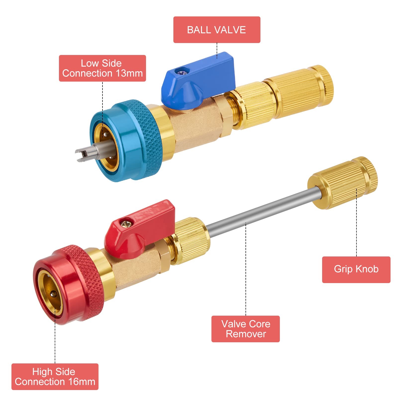 Wadeo R134A Valve Core Quick Remover Installer Tool Set – Ac High Pressure