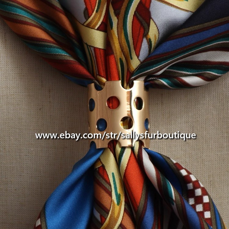 Quality 100% Copper Scarf Ring Hollow Tube Buckle Brooch For Silk Scarves