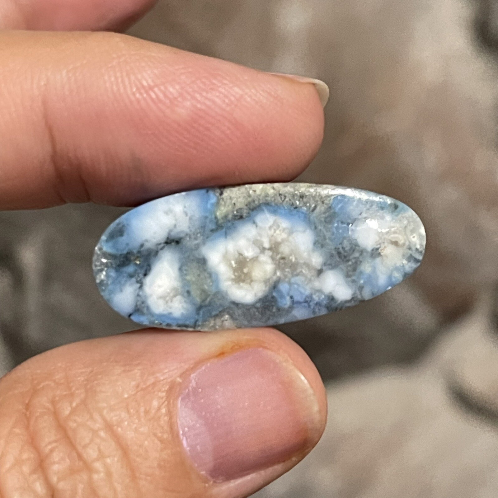 22.4ct 30.6×13.2x7mm White River Stone Lavender Opal Hubei Turquoise Cabochon