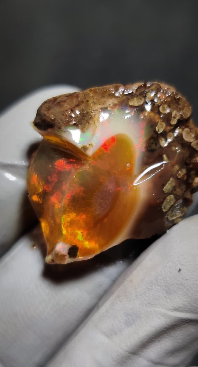 23ct natural ethiopian opal welo rough intense multi color play of fire gemstone