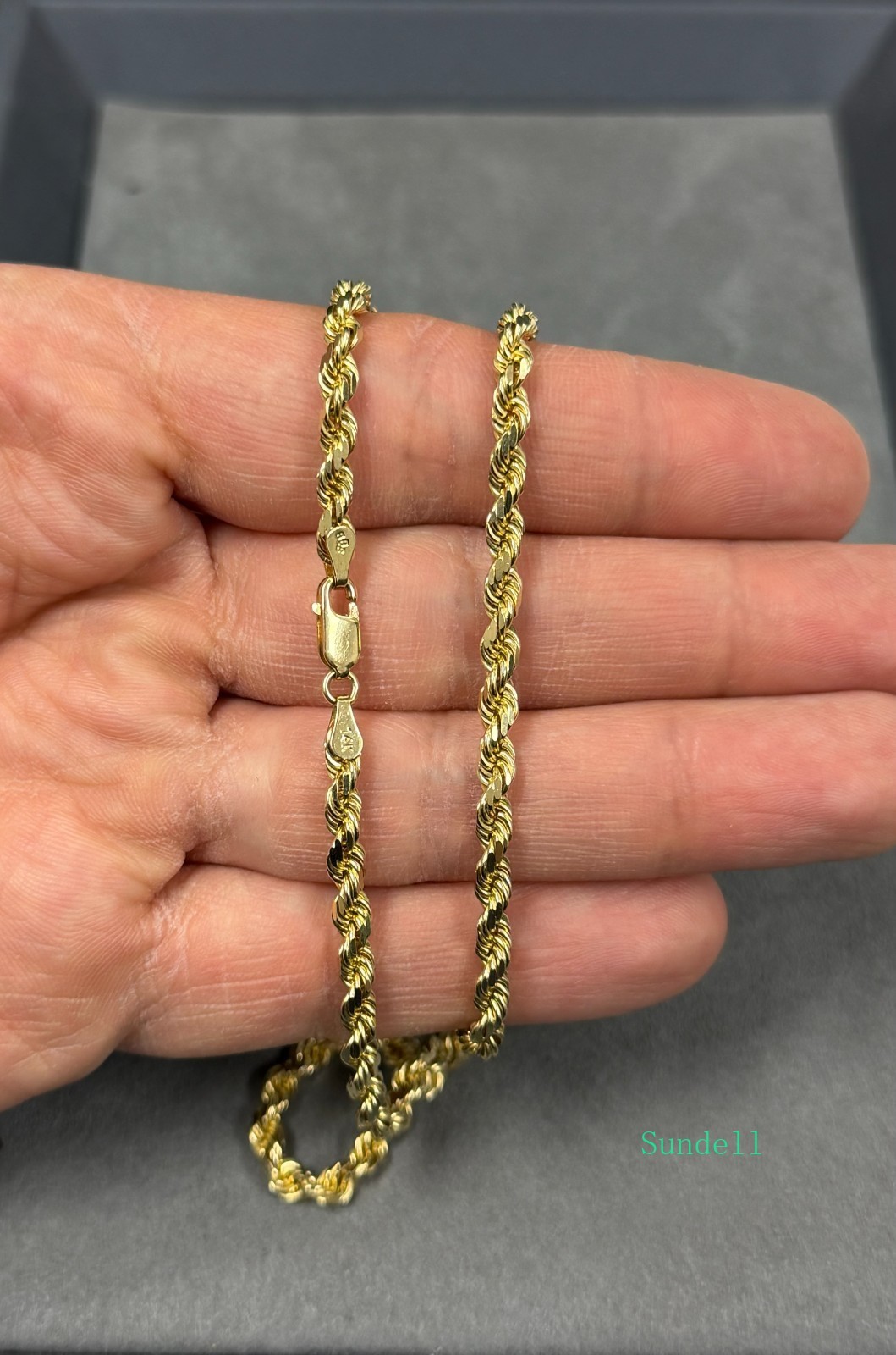 14k Solid Gold Diamond Cut 4mm Rope Chain 24” Inches
