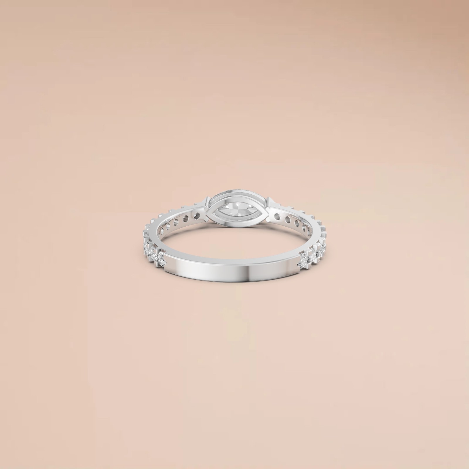 0.82 CTW Marquise Lab Diamond Engagement Ring Hidden Halo Promise Ring