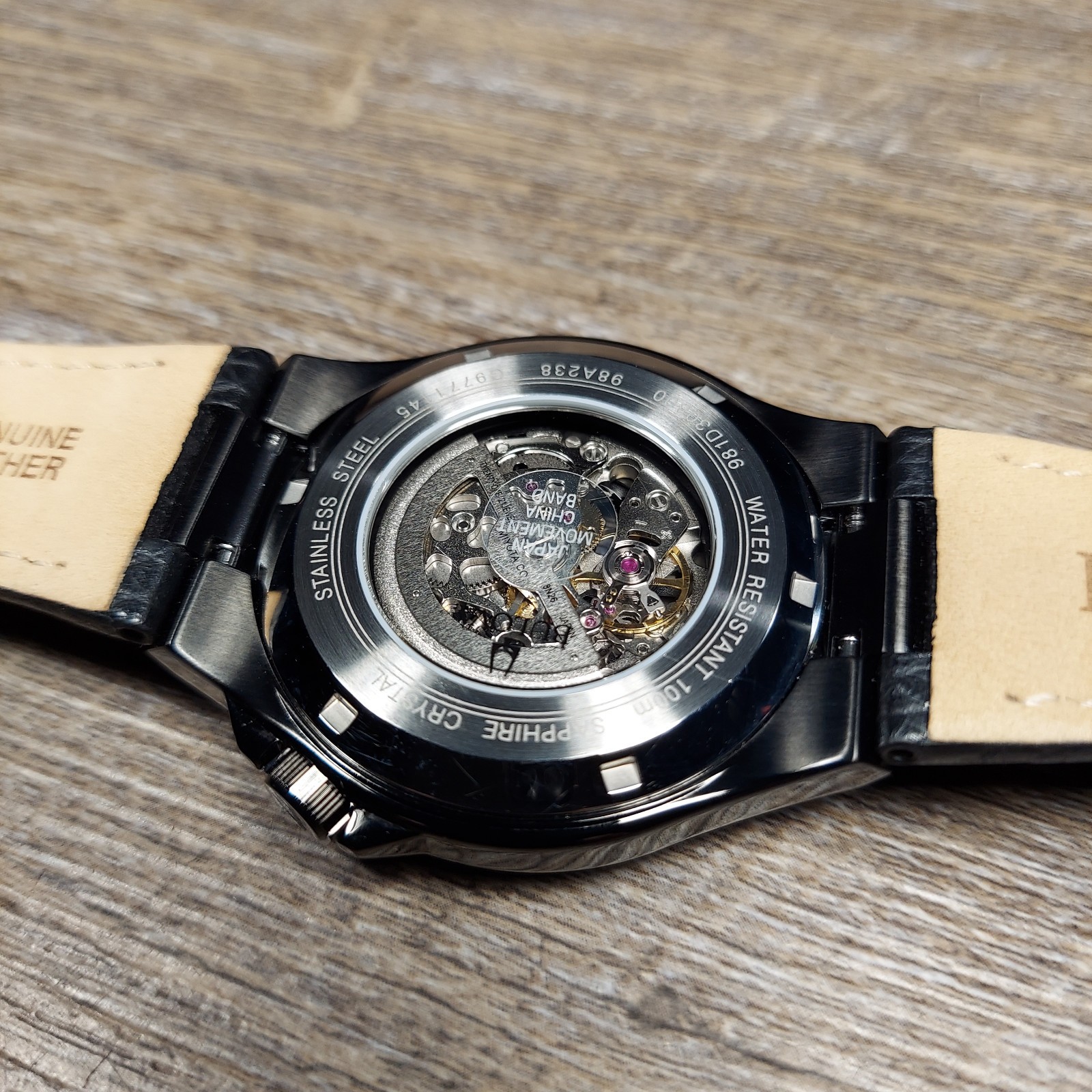 Bulova Men’s Maquina Automatic Black Leather Strap Watch 98A238 | Never Worn
