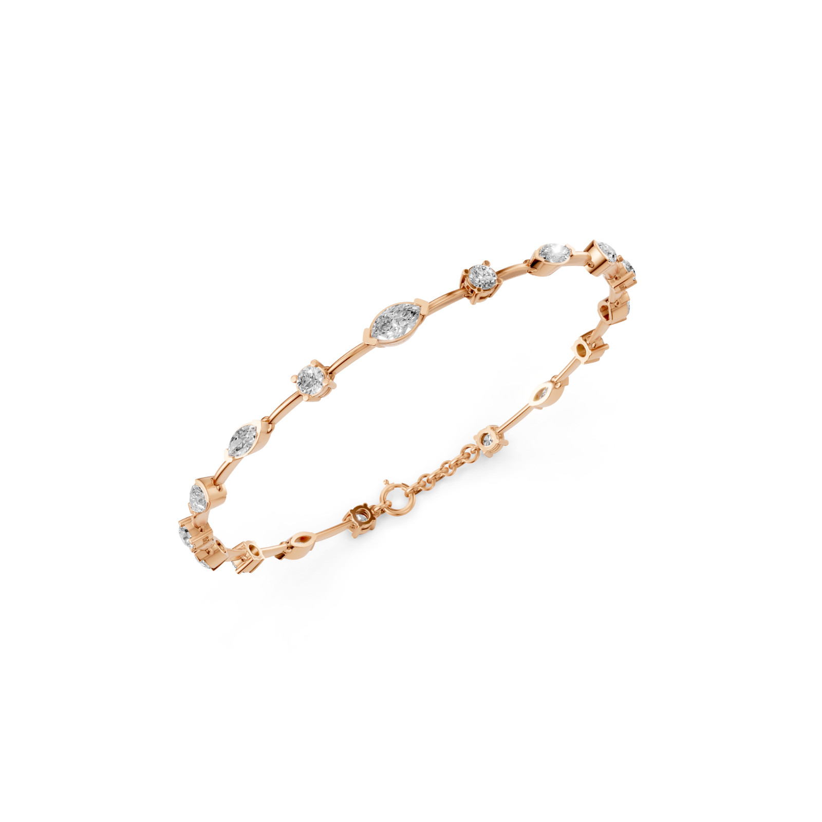 2.86 CT Marquise Lab Grown Diamond Station Chain Bracelet