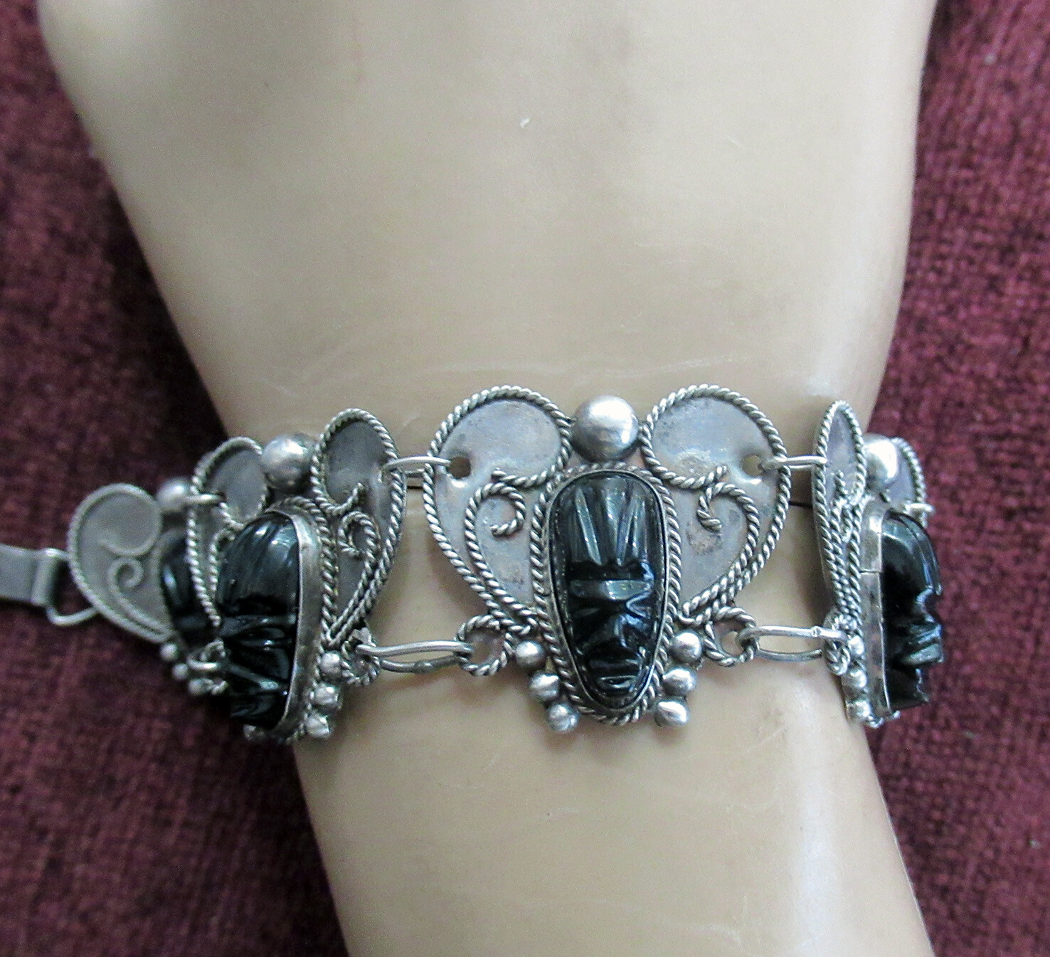 VINTAGE MEXICO STERLING BRACELET – 6 1/4 INCH WRIST, 1 INCH WIDE