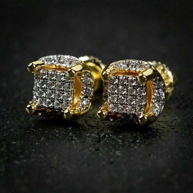 3.00Ct Round Cut Lab Created Diamond Men’s Stud Earring 14K Yellow Gold Plated