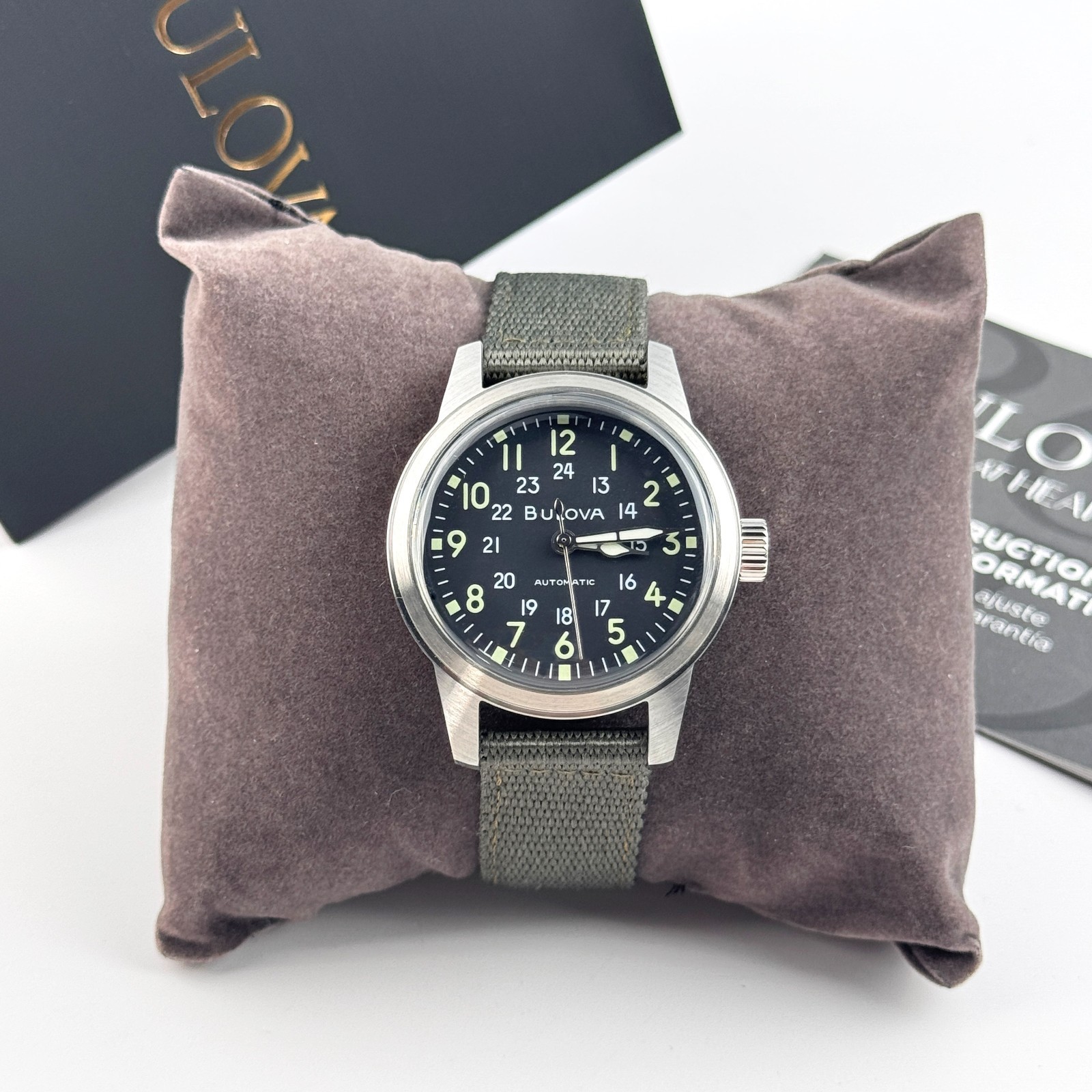 Bulova Men’s VWI Special Edition Automat Black Dial Nylon Hack Watch 96A259