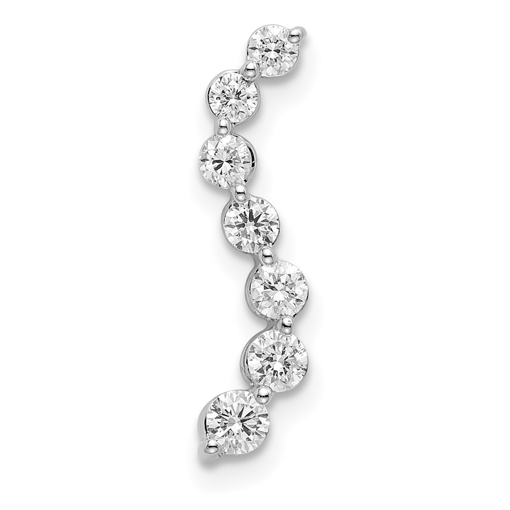 14k White Gold 1/3 Ct Round Lab Grown Diamond 7-Stone Curved Bar Fancy Pendant